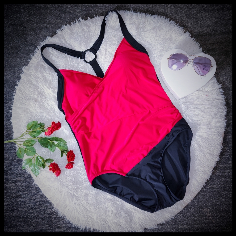 Aqua Green Colorblock One Piece Bathing Suit